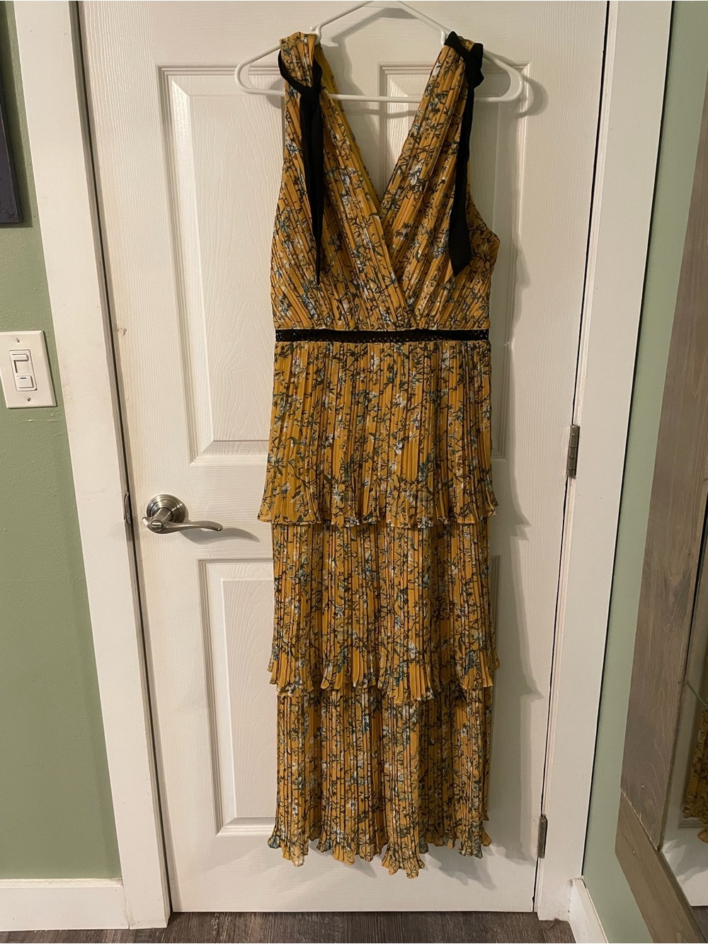 Lulu's Mustard Yellow Floral Tiered Maxi Dress - Picture 2 of 5